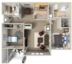 2 Bed 2 Baths 304 floor plan